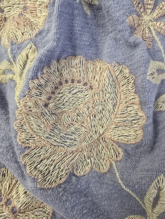 American Eagle Crop Top Blue Embroidered Floral Off Shoulder Short Sleeve M - Picture 8 of 12